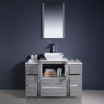 Fresca Torino 48" Gray Modern Bathroom Vanity w/ 2 Side Cabinets & Vessel Sink