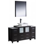 Torino 54" Espresso Modern Bathroom Vanity w/ 2 Side Cabinets & Vessel Sink