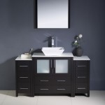 Torino 54" Espresso Modern Bathroom Vanity w/ 2 Side Cabinets & Vessel Sink