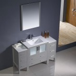 Torino 54" Gray Modern Bathroom Vanity w/ 2 Side Cabinets & Integrated Sink