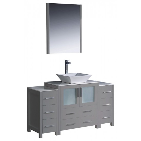 Fresca Torino 54" Gray Modern Bathroom Vanity w/ 2 Side Cabinets & Vessel Sink