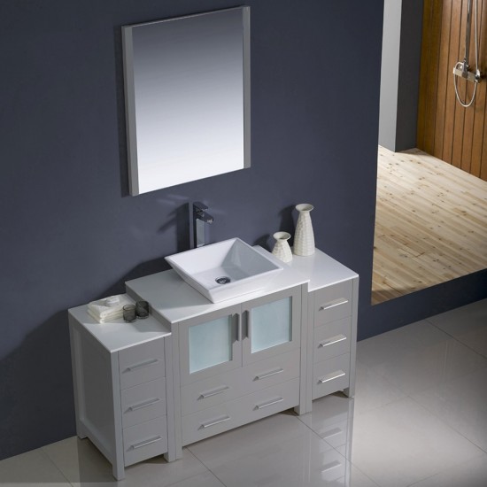 Fresca Torino 54" Gray Modern Bathroom Vanity w/ 2 Side Cabinets & Vessel Sink