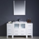 Torino 54" White Modern Bathroom Vanity w/ 2 Side Cabinets & Integrated Sink