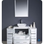 Fresca Torino 54" White Modern Bathroom Vanity w/ 2 Side Cabinets & Vessel Sink