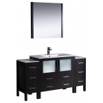 Torino 60" Espresso Modern Bathroom Vanity w/ 2 Side Cabinets & Integrated Sink