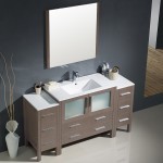 Torino 60" Gray Oak Modern Bathroom Vanity w/ 2 Side Cabinets & Integrated Sink