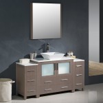 Torino 60" Gray Oak Modern Bathroom Vanity w/ 2 Side Cabinets & Vessel Sink