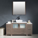 Torino 60" Gray Oak Modern Bathroom Vanity w/ 2 Side Cabinets & Vessel Sink