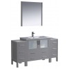 Torino 60" Gray Modern Bathroom Vanity w/ 2 Side Cabinets & Integrated Sink