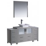 Fresca Torino 60" Gray Modern Bathroom Vanity w/ 2 Side Cabinets & Vessel Sink