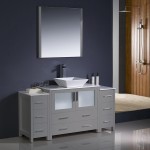 Fresca Torino 60" Gray Modern Bathroom Vanity w/ 2 Side Cabinets & Vessel Sink