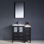 Torino 36" Espresso Modern Bathroom Vanity w/ Side Cabinet & Integrated Sinks