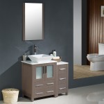 Fresca Torino 36" Gray Oak Modern Bathroom Vanity w/ Side Cabinet & Vessel Sink