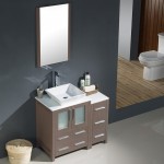 Fresca Torino 36" Gray Oak Modern Bathroom Vanity w/ Side Cabinet & Vessel Sink