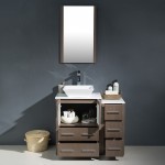 Fresca Torino 36" Gray Oak Modern Bathroom Vanity w/ Side Cabinet & Vessel Sink