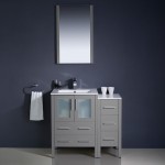 Fresca Torino 36" Gray Modern Bathroom Vanity w/ Side Cabinet & Integrated Sinks