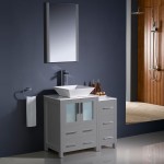 Fresca Torino 36" Gray Modern Bathroom Vanity w/ Side Cabinet & Vessel Sink