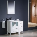 Fresca Torino 36" White Modern Bathroom Vanity w/ Side Cabinet & Integrated Sink