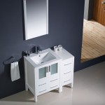 Fresca Torino 36" White Modern Bathroom Vanity w/ Side Cabinet & Integrated Sink