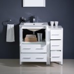 Fresca Torino 36" White Modern Bathroom Vanity w/ Side Cabinet & Integrated Sink