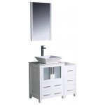 Fresca Torino 36" White Modern Bathroom Vanity w/ Side Cabinet & Vessel Sink