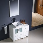 Fresca Torino 36" White Modern Bathroom Vanity w/ Side Cabinet & Vessel Sink