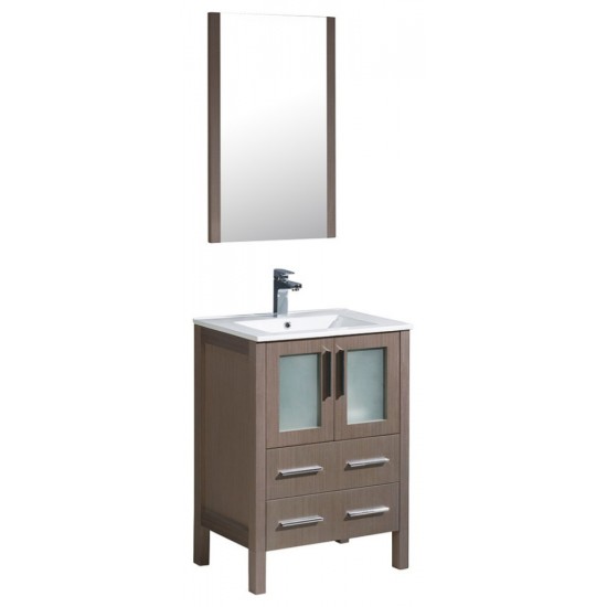 Fresca Torino 24" Gray Oak Modern Bathroom Vanity w/ Integrated Sink