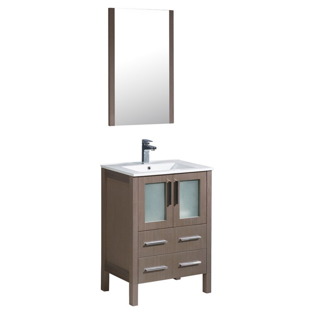 Fresca Torino 24" Gray Oak Modern Bathroom Vanity w/ Integrated Sink