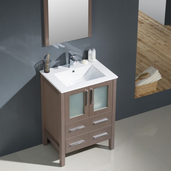 Fresca Torino 24" Gray Oak Modern Bathroom Vanity w/ Integrated Sink