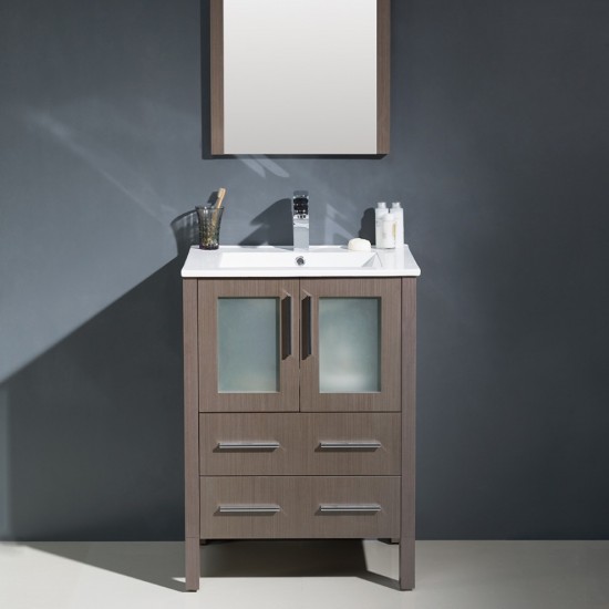 Fresca Torino 24" Gray Oak Modern Bathroom Vanity w/ Integrated Sink