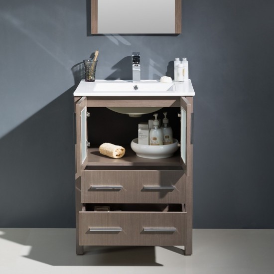 Fresca Torino 24" Gray Oak Modern Bathroom Vanity w/ Integrated Sink