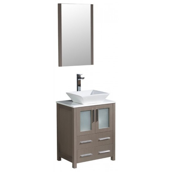 Fresca Torino 24" Gray Oak Modern Bathroom Vanity w/ Vessel Sink