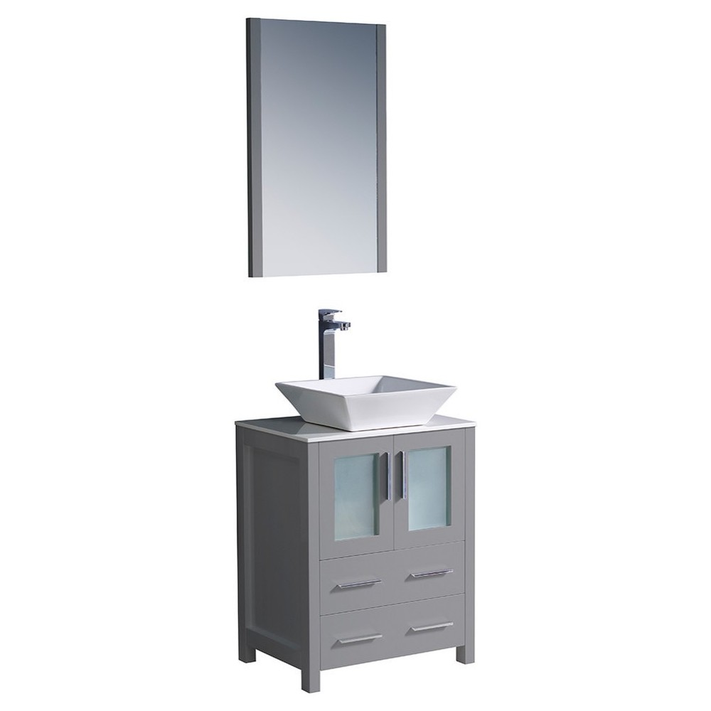 Fresca Torino 24" Gray Modern Bathroom Vanity w/ Vessel Sink