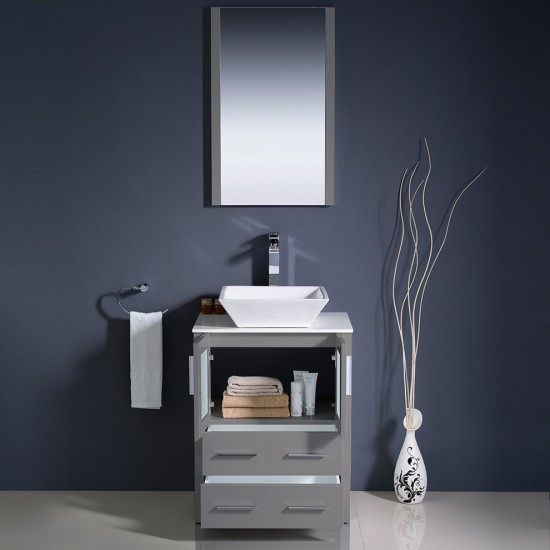 Fresca Torino 24" Gray Modern Bathroom Vanity w/ Vessel Sink