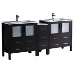 72 Espresso Double Sink Bathroom Vanity w/ Side Cabinet & Integrated Sinks