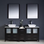 72 Espresso Modern Double Sink Bathroom Vanity w/ Side Cabinet & Vessel Sinks