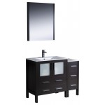 Torino 42" Espresso Modern Bathroom Vanity w/ Side Cabinet & Integrated Sink
