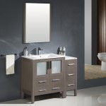 Torino 42" Gray Oak Modern Bathroom Vanity w/ Side Cabinet & Integrated Sink