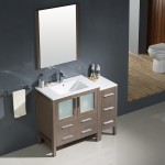 Torino 42" Gray Oak Modern Bathroom Vanity w/ Side Cabinet & Integrated Sink