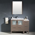 Torino 42" Gray Oak Modern Bathroom Vanity w/ Side Cabinet & Integrated Sink