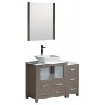 Fresca Torino 42" Gray Oak Modern Bathroom Vanity w/ Side Cabinet & Vessel Sink