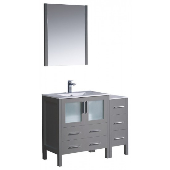 Fresca Torino 42" Gray Modern Bathroom Vanity w/ Side Cabinet & Integrated Sink