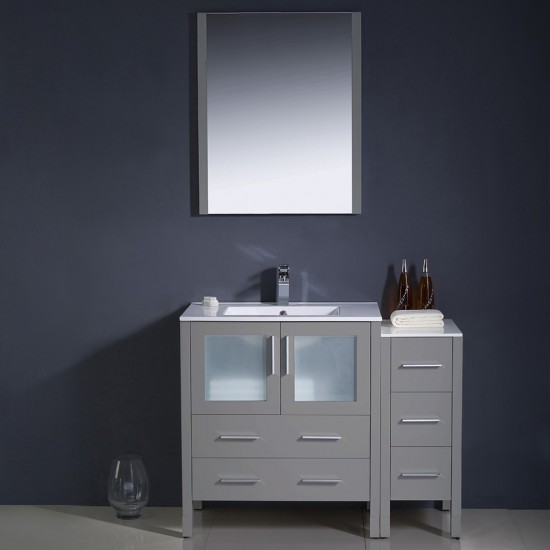 Fresca Torino 42" Gray Modern Bathroom Vanity w/ Side Cabinet & Integrated Sink