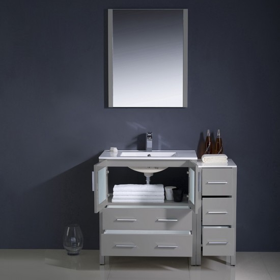 Fresca Torino 42" Gray Modern Bathroom Vanity w/ Side Cabinet & Integrated Sink