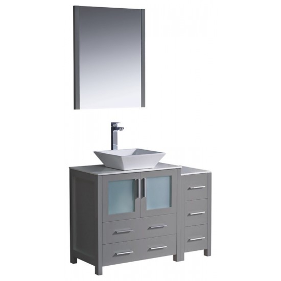 Fresca Torino 42" Gray Modern Bathroom Vanity w/ Side Cabinet & Vessel Sink