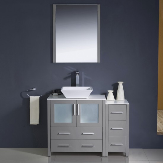 Fresca Torino 42" Gray Modern Bathroom Vanity w/ Side Cabinet & Vessel Sink