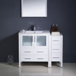 Fresca Torino 42" White Modern Bathroom Vanity w/ Side Cabinet & Integrated Sink