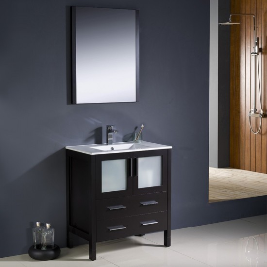 Fresca Torino 30" Espresso Modern Bathroom Vanity w/ Integrated Sink