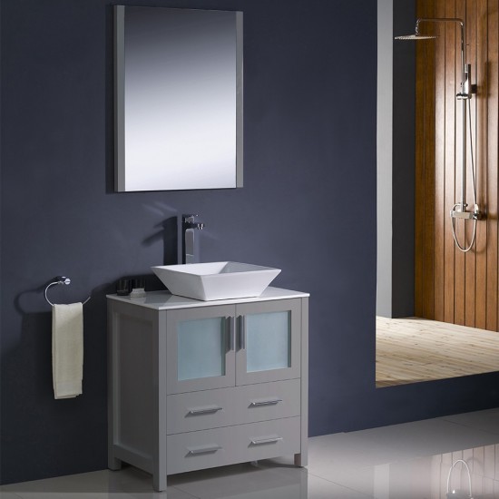 Fresca Torino 30" Gray Modern Bathroom Vanity w/ Vessel Sink