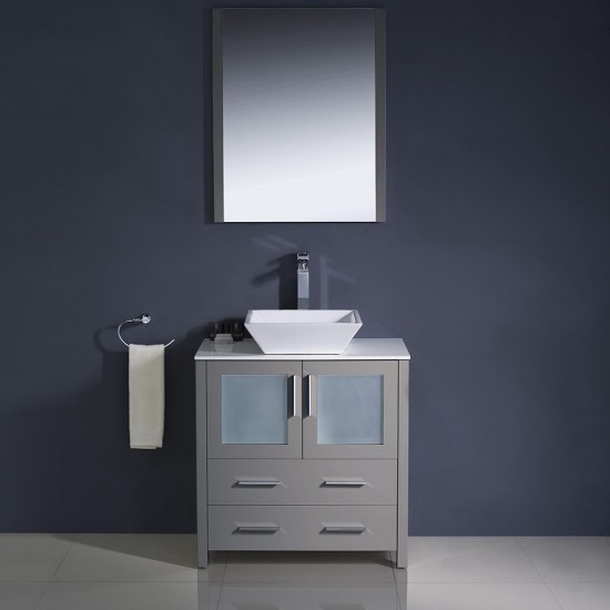 Fresca Torino 30" Gray Modern Bathroom Vanity w/ Vessel Sink